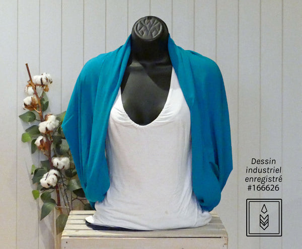 Foulard en bambou bleu turquoise