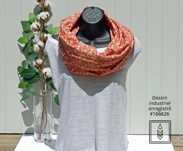 Coral scarf with salamander patterns