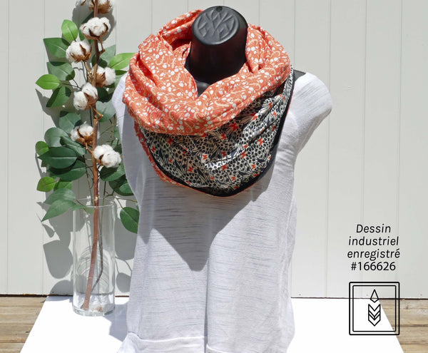 Coral scarf with salamander patterns