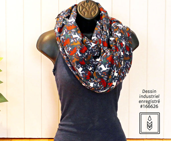 Winter flannel scarf with animal patterns for women