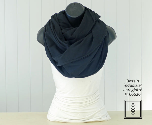 Black organic cotton infinity scarf for men