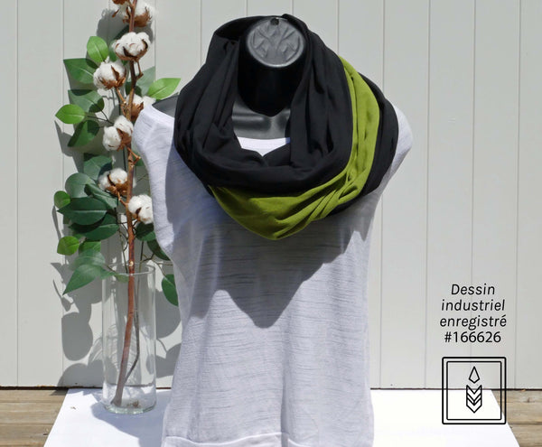 Plain black organic cotton infinity scarf for women