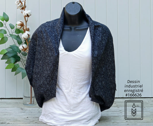 Foulard noir fleuri