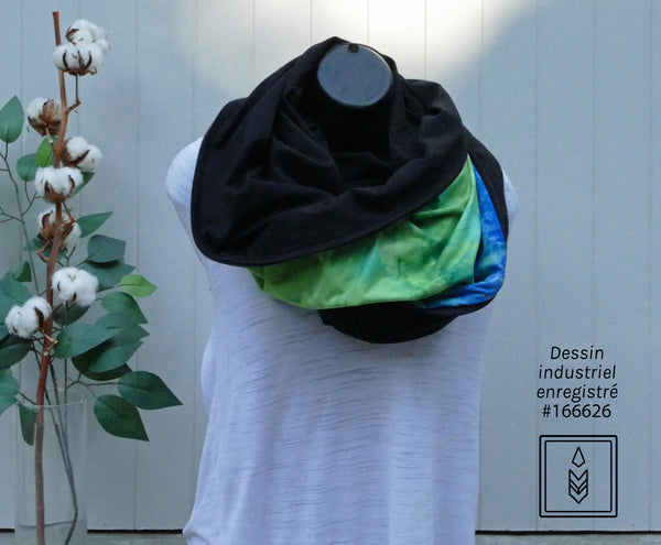 Plain black organic cotton infinity scarf for women