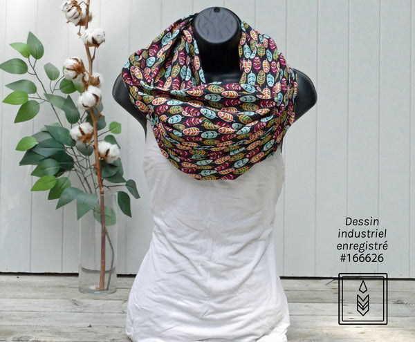 Foulard aux motifs de plumes
