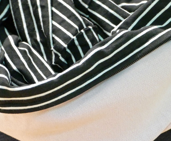 Infinity scarf in black bamboo with white stripe