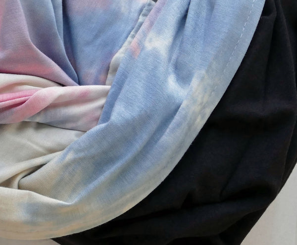 Foulard en bambou tie dye rose et bleu