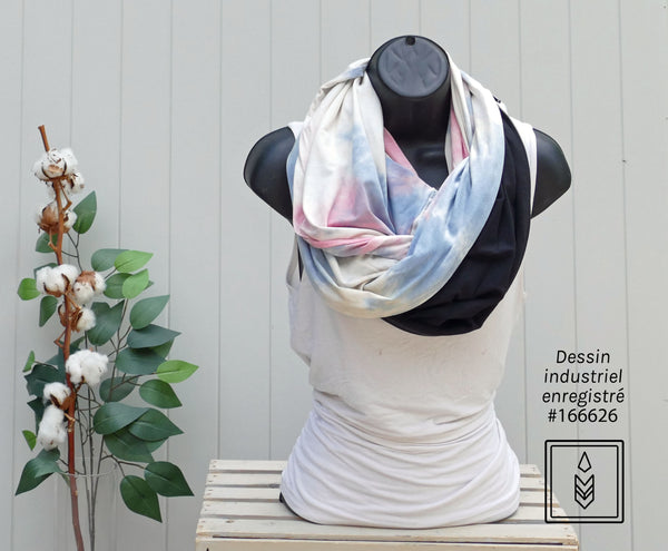 Foulard en bambou tie dye rose et bleu