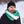 Load image into Gallery viewer, Green infinity scarf with white and dark blue patterns
