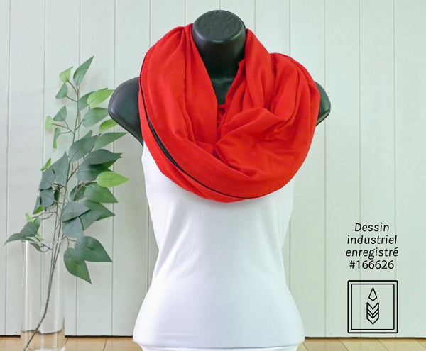 Bright red organic cotton infinity scarf