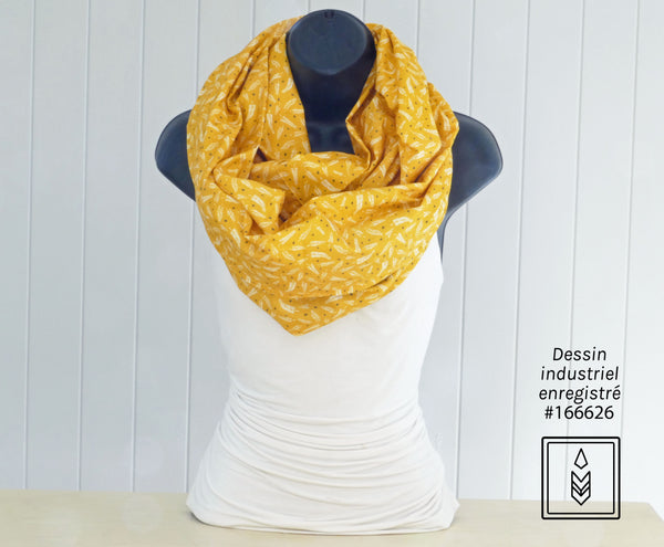 Yellow scarf with fern pattern