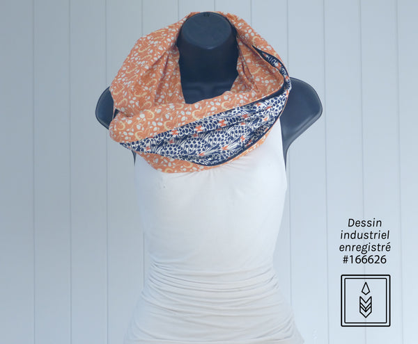 Coral scarf with salamander patterns