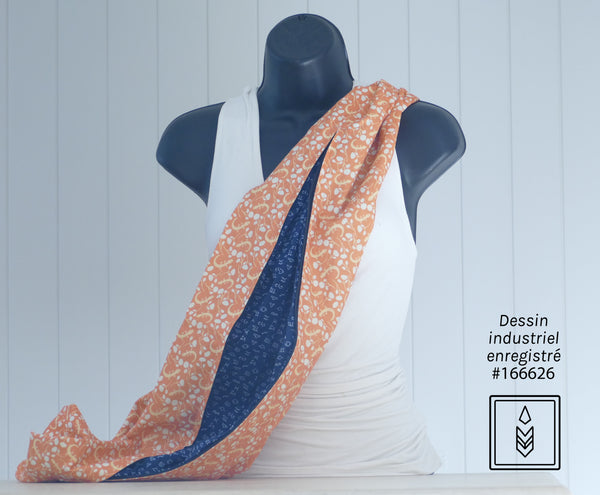 Coral scarf with salamander patterns