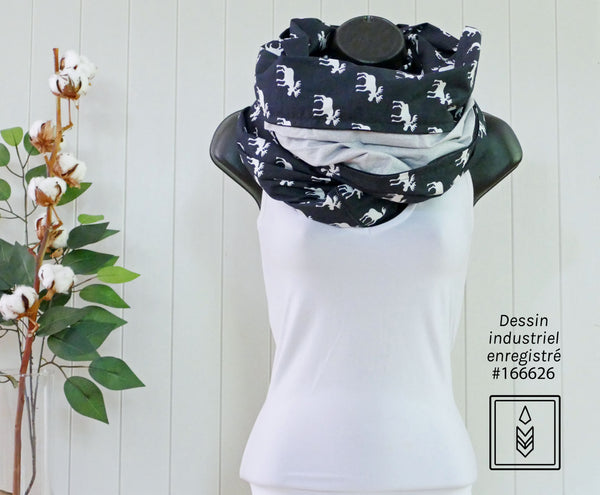Black scarf with moose patterns