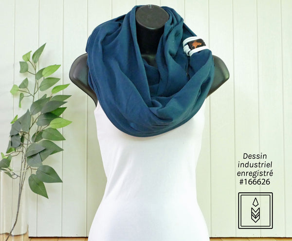 Dark blue infinity scarf for women