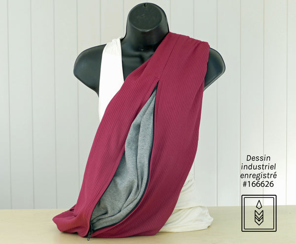 Foulard infini en bambou côtelé rouge framboise