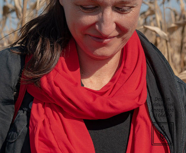 Bright red organic cotton infinity scarf